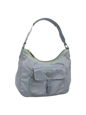 Authentic PRADA Shoulder Bag Nylon Light Blue